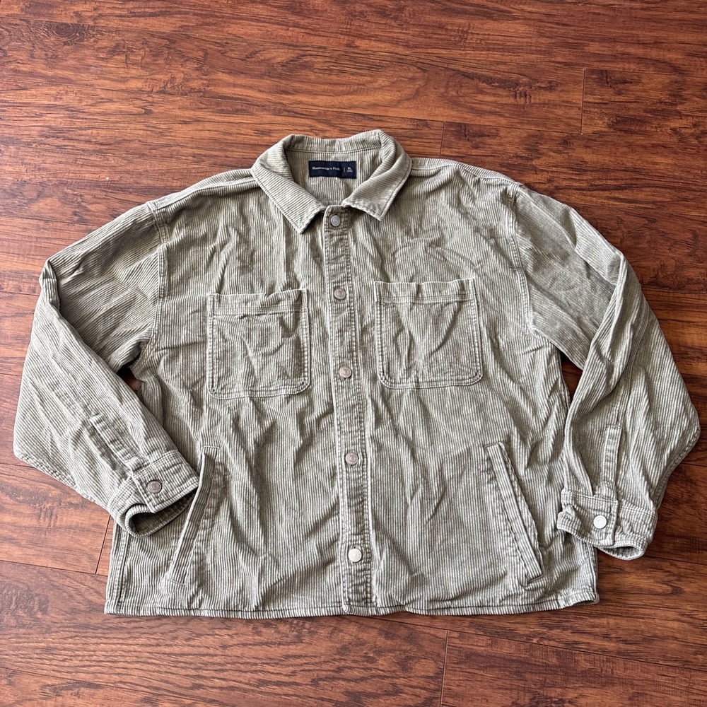 Abercrombie & Fitch Corduroy Shirt Jacket Long Sleeve Sage Size XLarge